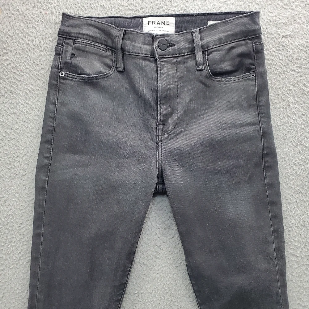 Frame Denim Le High Skinny Jeans Stone Coated Womens Size 25